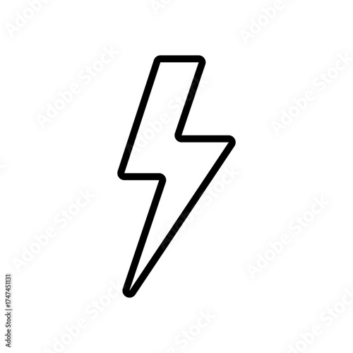 simple black lightning icon on white background