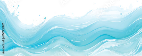 An abstract blue background with a flowing blue wave creates a fresh, clean liquid splash design