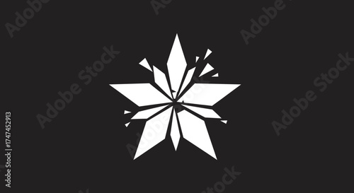 Shattered star on black background depicting failure, loss, or crisis. Use for conveying negative concepts