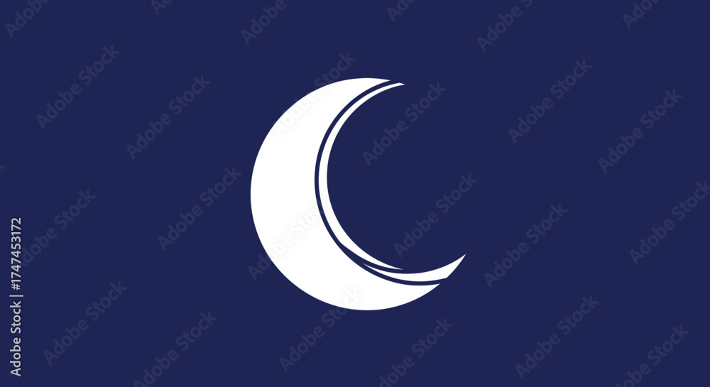 Naklejka premium Simple Crescent Symbol on Dark Backdrop. Use for Islamic imagery, Space concepts, or symbolic graphics