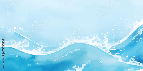 Abstract blue background with flowing wave lines, a vector design illustration ideal for an ocean or winter art wallpaper