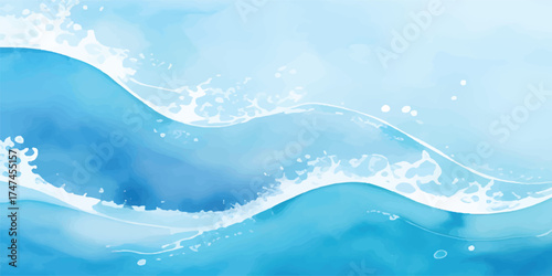 Abstract blue background featuring a clean water wave pattern with motion, illustrating a fresh aqua ocean design