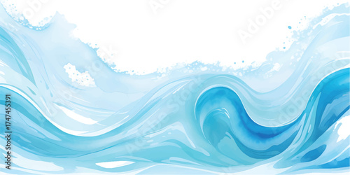 Abstract blue water wave vector illustration with a flowing liquid curve pattern suitable for a sea ocean backdrop or wallpaper design