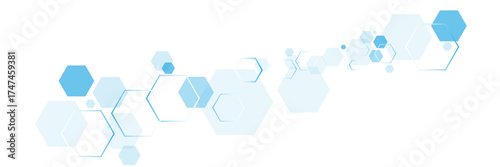 Abstract background with blue hexagons. Structure molecule and communication, technology or science design.