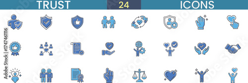 Collection of trust and reliability icons symbolizing security and safety vector