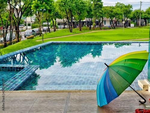 swimming pool in a tropical resort