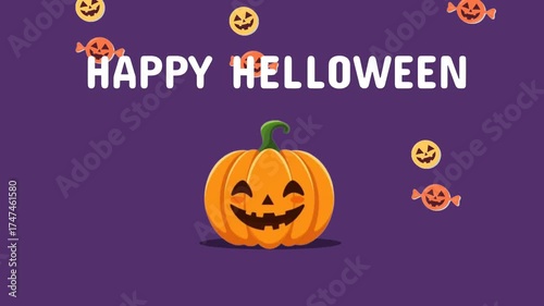 Animated Happy Halloween greetings with cute pumpkin cartoons.