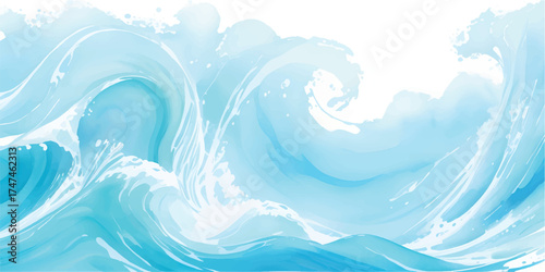 Abstract blue wave flowing like ocean water, a vector illustration for a summer nature backdrop