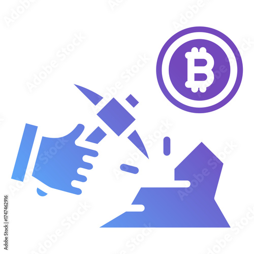 Bitcoin Mining Glyph Gradient Icon