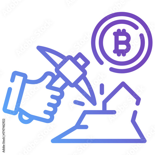 Bitcoin Mining Gradient Line Icon