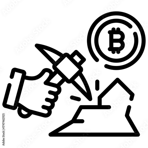 Bitcoin Mining Outline Icon