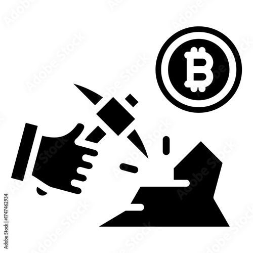 Bitcoin Mining Glyph Icon