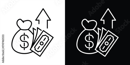money growth momentum icon. thin line representing financial gain, wealth increase, business profit expansion icon. vector illustration