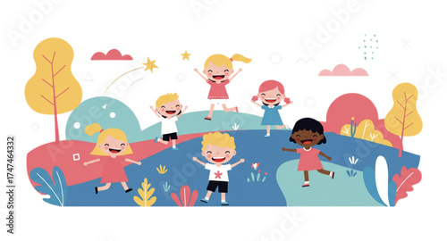 The children are playing happily
