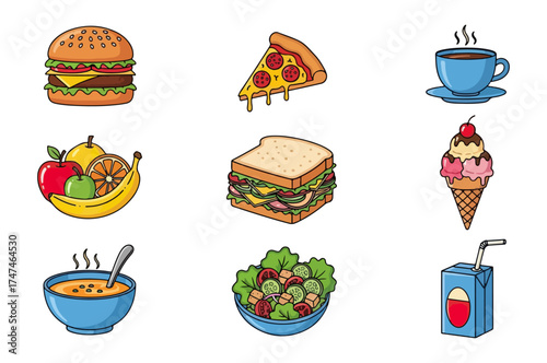 Variety of food icons