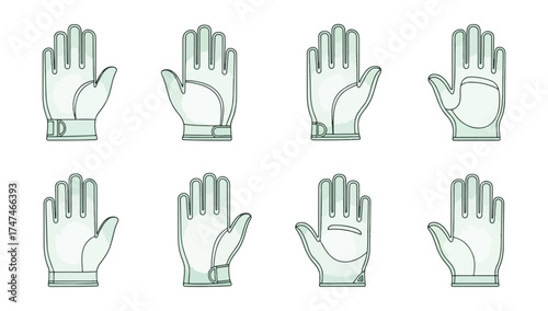 Various light green gloves