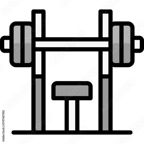 bench press icon illustration design with filled outline