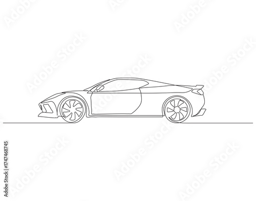 One continuous line drawing of  car. single line of vintage and modern car. super car illustration. editable outline