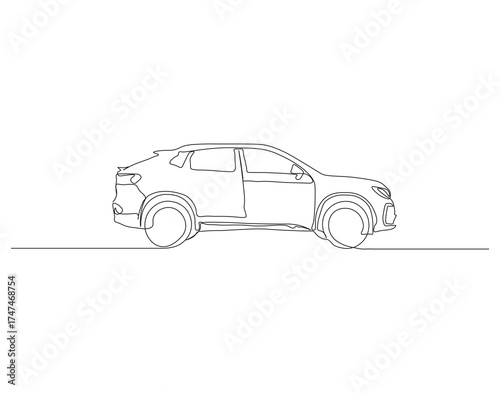 One continuous line drawing of  car. single line of vintage and modern car. super car illustration. editable outline