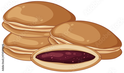 Japanese Dorayaki Pancakes with Sweet Red Bean Filling