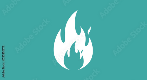 White flame icon on teal background for energy and technology use