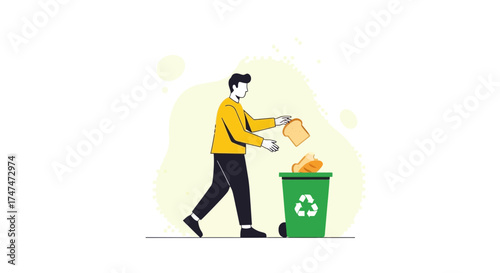 Illustrative Depiction Of Waste Disposal And Environmental Responsibility Actively Represented