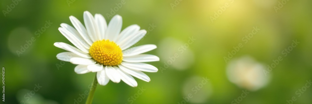 Obraz premium Single chamomile bloom, pristine white, sunny yellow disc, studio shot , background, picture, studio