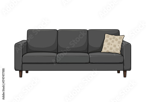 Flat design illustration of a cozy sofa for a home interior scene