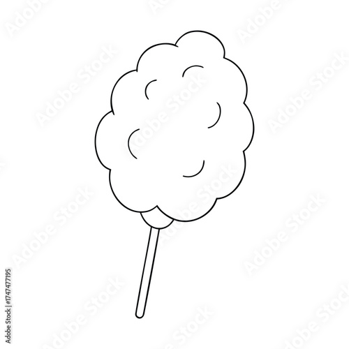 A delightful cotton candy coloring page featuring fluffy, swirled treats on a stick, ready to be filled with vibrant colors for a fun, sweet-themed artwork.
