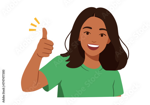 woman showing thumbs up