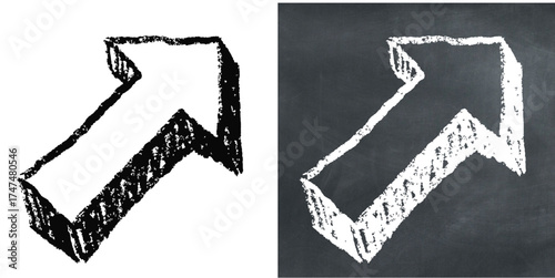 Chalk hand-drawn arrow vector. Ideal for direction, pointer, and flow themes. This graphic symbolizes movement, guidance, and selection with a unique, sketchy aesthetic.