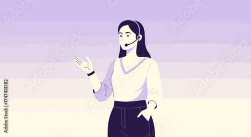 Illustrative Representation Of Customer Service Specialist Giving Assistance, Online