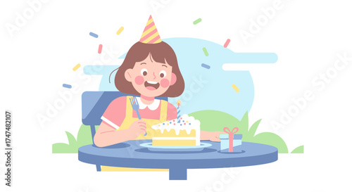 Joyful Birthday Illustration Depicting Anticipation And Festive Celebration