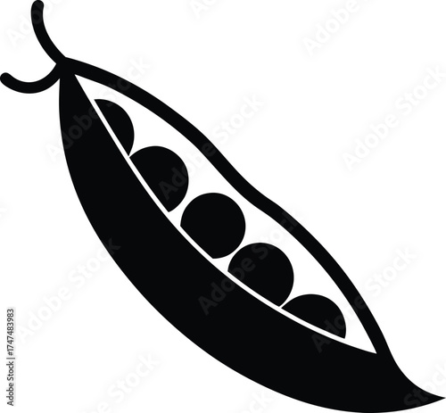 Fresh green pea pod with ripe peas inside