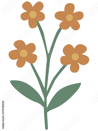 Illustration of Orange Flowers with Green Stems