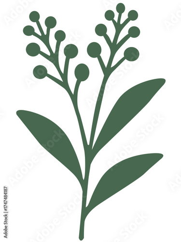 Minimalist Green Floral Silhouette Illustration