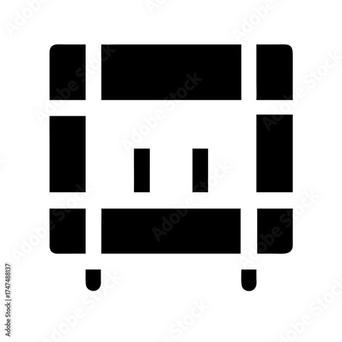 Illustration of a black locker, perfect for gym, school, or workplace storage solutions in a minimalist style