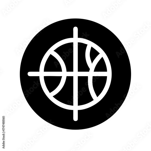 Illustration of a black basketball icon, representing sport, competition, and the thrill of the game