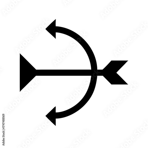 Illustration of a bow and arrow, symbolizing archery, precision, and focus in sports or target practice, rendered as a clean vector graphic