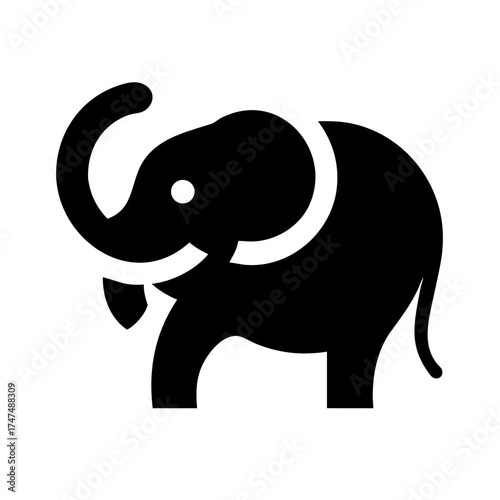 Illustration of an elephant symbolizes wildlife, nature, and the majestic beauty of these large mammals in their natural habitat