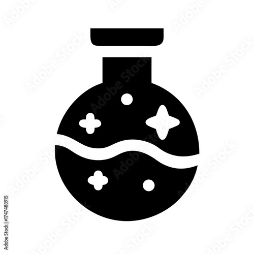Vector art of magic potion a simple black and white illustration of a potion bottle, conveying mystery and fantasy