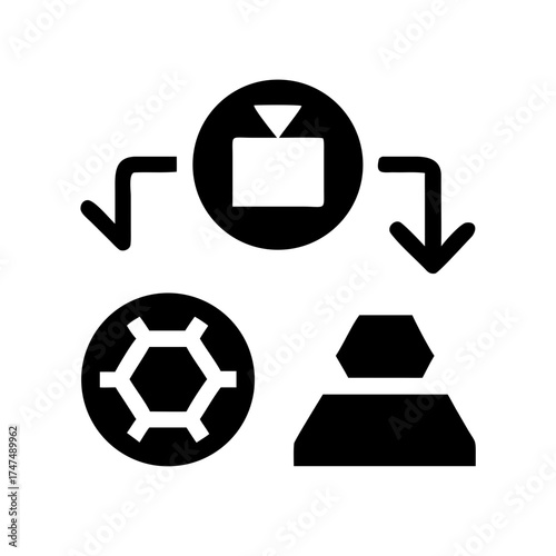 Process diagram with two outputs, black and white
