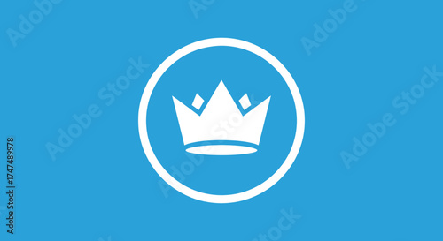Crown icon inside a circle against a blank blue sky, ideal for web design, social media