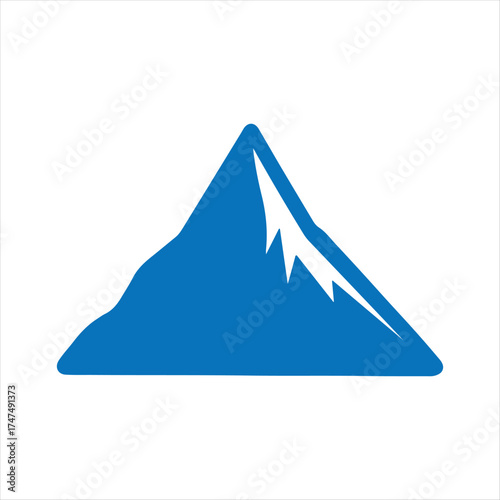  Snowcapped Mountain Icon – Geometric Blue Peak Vector for Nature, Travel, and Adventure Themes