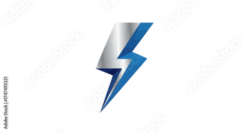 Blue and silver lightning bolt symbol