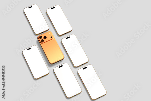Orange smartphone 17 Pro max blank mockup