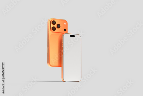 Orange smartphone 17 Pro max blank mockup