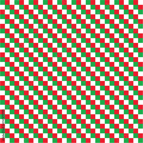 green red and white checkered pattern background with merry christmas color style