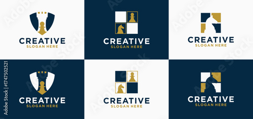 Black and white chess sports logo vector icon. Logo illustration for the game of chess.