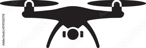 Drone Quadcopter Silhouette - Aerial Photography & Delivery Icon Vector